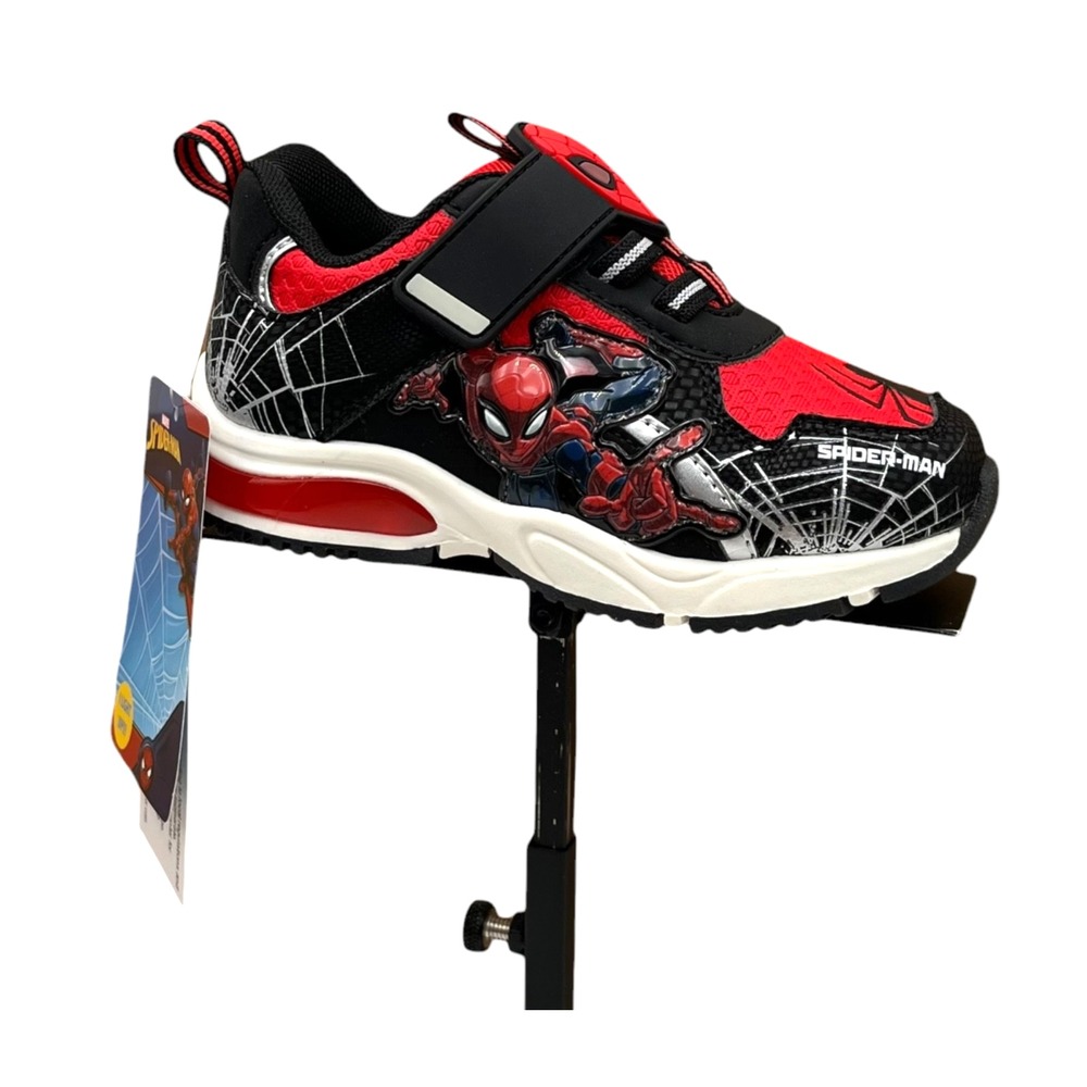 Marvel Spider Man Toddler Boy's Slip-on Sneaker Size 9 Black Red Light-up Shoes
